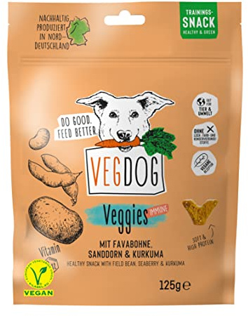 VEGDOG VEGGIES bocadillos inmunes para perros, golosinas veganas, galletas hipoalergénicas sin cereales. 10 x 125 gr, recompensa para alérgicos