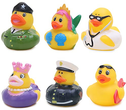 Toyland® Pack of 6 - 6cm Novelty Rubber Ducks - Bath Toys - Duck Races - Designs Chosen At Random
