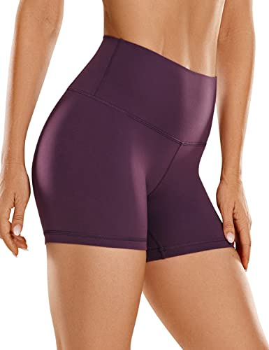 CRZ YOGA Dam Butterluxe Yogashorts - 4'' Högmidjade Träningsleggings Löparshorts i Spandex Djup lila XXS