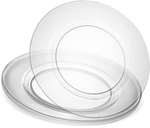 13'' Charger Plates Clear Plastic Heavy Duty Disposable Dinner Chargers Serve ware Dishes Platters Tableware Pack of 12