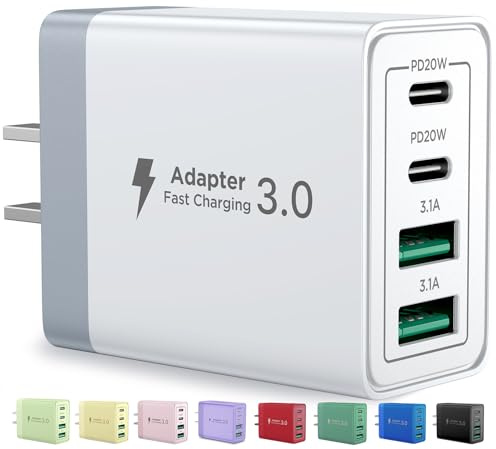 Aioneus USB C Charger Block, 40W Fast Charging Block Type C Charging Block 4-Port Dual Port PD+QC Wall Charger Cube for iPhone 17 16 15 14 13 12 11 Pro Max XS, iPad, Samsung Phone, Tablet