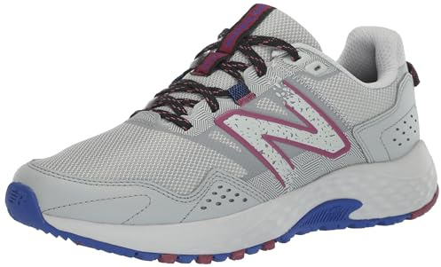 New Balance Women's 410 V8 Trail Running Shoe, Grey Matter/Marine Blue/Scorpio, 8