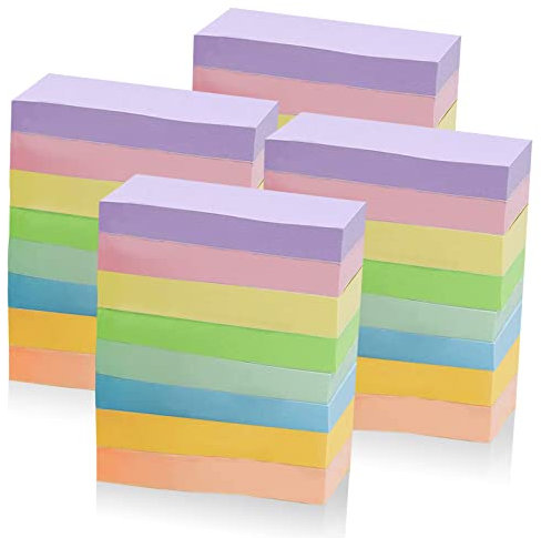 Haftnotizen, 1600 Blatt Klebezettel, 8 Farben Selbstklebende Klebezettel 76 x 15 mm Farbige Haftnotizen für Büro Zuhause Schule Sitzung