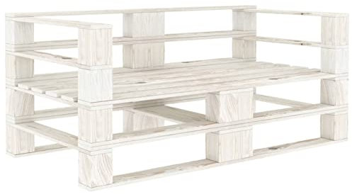 Tidyard 2-Sitzer Garten Palettensofa Gartensofa Lounge Ecksofa Gartenmöbel Sitzgruppe Garnitur Gartenset Palettenmöbel Sofa Holz Weiß