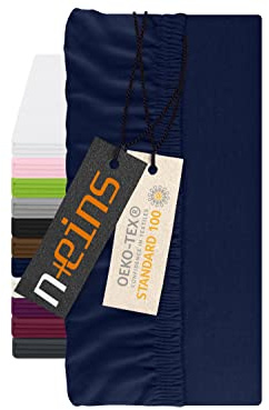 npluseins Spannbettlaken für Topper - Spannbetttuch aus 100% Baumwolle 1598.2327, ca. 200 x 220 cm, Navy