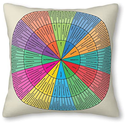 Wheel of Emotions Feelings Chart Rainbow Decorative Throw Pillow Covers 18x18 in Therapy Office Home Decor Square Throw Pillow Case for Bedroom Living Room Sofa Car Cushion