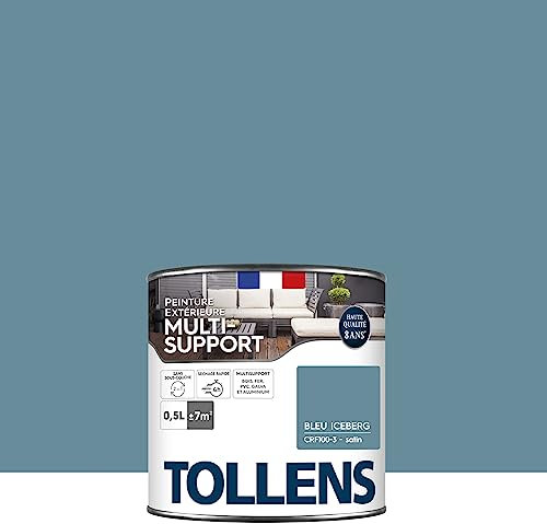 Tollens Peinture extérieure multisupport - Ultra résistante Haute qualité - Satin - Bleu Iceberg - 0,5L = 7m2