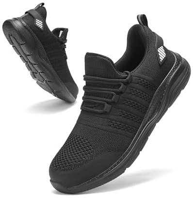 Suvysoo Steel Toe Shoes for Men Safety Puncture Proof Comfy Work Sneakers Lightweight Breathable Non-Slip Construction Shoes Black 47