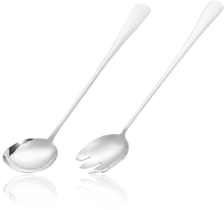 2 Pcs Stainless Steel Salad Spoons, Salad Spoons and Forks, Long Handled Salad Spoons, Salad Fork Claws, Reusable Salad Forks, Salad Cutlery Set