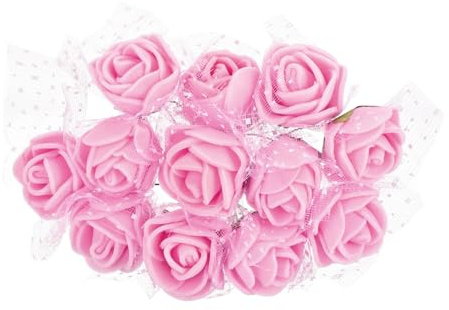 PATIKIL Teste Fiori Artificiali Mini Rosa 0.98, 144Pz Bulk Stelo Schiuma Rose Finte con Garza per Bouquet da Sposa Boutonniere Decorazioni per Torte Artigianato Casa Festa, Rosa