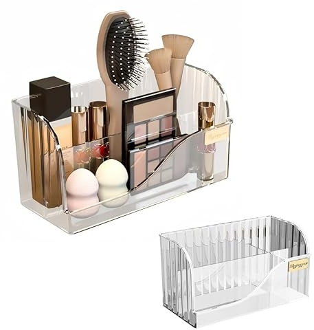 SLHEQING Organizer Trucchi, Porta Trucchi Organizer con 4 Scomparti, Porta Pennelli Make up Multifunzione, Make up organizer per Tavolo da Trucco, Camera da Letto, Bagno e Scrivania