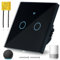 Smart Light Switches, WiFi Touch Switch with Tempered Glass Panel, Multi-Way Control via Mobile App Voice Control, Two-Gang Single Control WiFi Switch with Capacitor and Screws (Black)