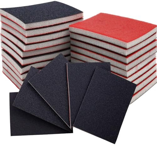 DGMI Schleifschwämme, 24 Stück Schleifschwämme Set, 180-3000 Körnung Handschleifblöcke, Flexibles Nass-Trocken-Schleifpapier, Schleifpads für Holz, Trockenbau, Metall, Farbe, Autokarosseriereparatur