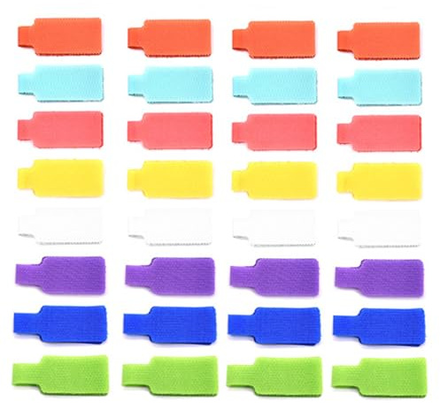 Jeu de 32pièces Étiquettes de câble,Etiquette Multi Couleur pour Ecrire à la Main,Marqueurs Electriques,Réutilisables,pour Gestion des Câbles l'étiquetage D'identification