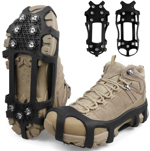 Ice Cleats for Shoes and Boots Men Women Non-Slip Spikes Shoes Grippers, Crampons Ice Snow Cleats Stretchable Rubber Overshoes Footwear Traction for Snow Walking (Medium(5.5-7 men/7-8.5 Women))
