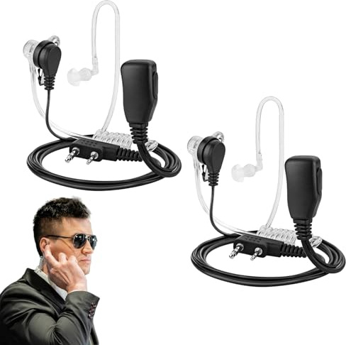 2 PCS Oreillette Talkie Walkie 2 Broches Casque Écouteur(150CM),Oreillette Talkie Walkie Radio,Compatible avec La Radio Bidirectionnelle Kenwood BAOFENG UV5R 888S RT24 RT27 HESENATE HT999.