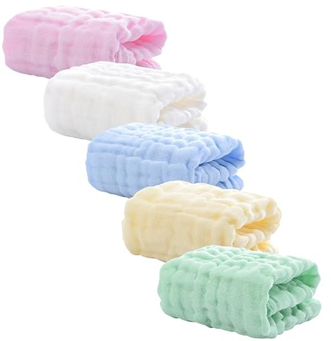 ZUNOXAZ 5 Piezas Toallas Cuadradas De Algodón Saliva Toallas De Baño Para Bebés De Muselina Para Eructar Al Recién Nacido