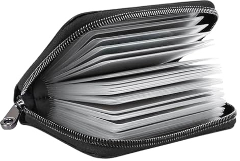 KNUIUYY Porte Cartes pour Homme et Femme, PU Similicuir Porte-Cartes Cuir, Noir Étui à Cartes en Cuir avec Housses Plastiques, Contient Jusqu'à 20 Cartes pour ID, Carte Bancaire et Crédit