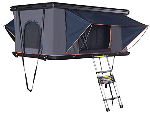 Waterproof Hard Shell Roof Tent with Retractable Ladder and Solar Emergency Light for SUV, Truck, and Van Camping