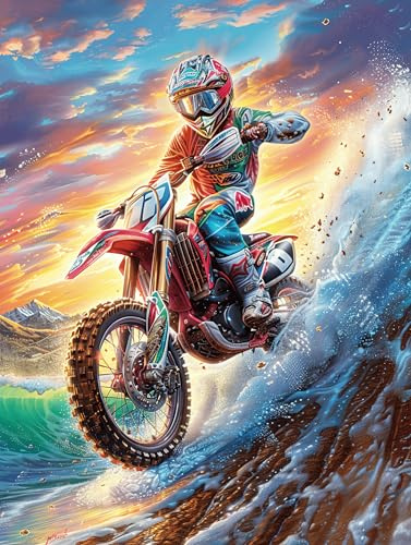 Piloto de Motocross en el Barro Puzzle 300 Piezas Educativo Construir Hada Tale Oil Painting Dream Rompecabezas 3D para Familia Maquetas Educativas Desafío Intelectual Decoración Hogar 300 PCS