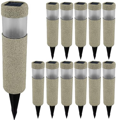 Deuba® Solarlampe für Außen 12er Set LED Wetterfest IP44 Dämmerungssensor Erdspieß Solar Boden Garten Außenlampe Gartenbeleuchtung Balkon Stein Deko