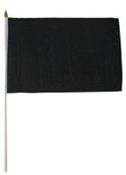 12x18 Black Stick Flag mounted on a 24 inch wooden stick staff (Super Polyester) cloth Fabric (Sewn Edges for Durability)12x18 12x18