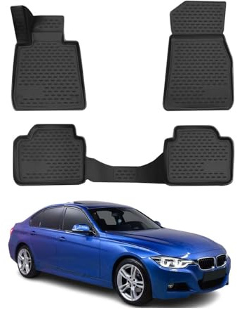 OMAC Gummimatten Fußmatten kompatibel mit BMW 3er F30 Limo F31 Touring 2012-2018 Schwarz 4X