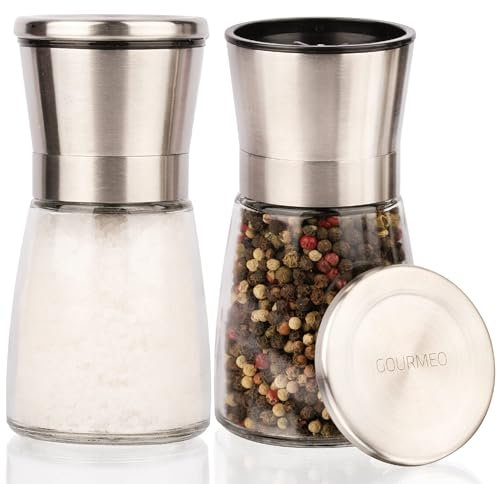 GOURMEO molinillo para especias con torno triturador ajustable de cerámica – molinillo de sal y pimienta hecho de acero inoxidable. – puede utilizarse con diversas especias