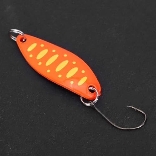 Alomejor Fishing Trout Lures Trout Spoons Trout Blinkers Trout Baits Artificial Lures for Spin-fishing Trout Char and Perch (Orange Yellow Dot)