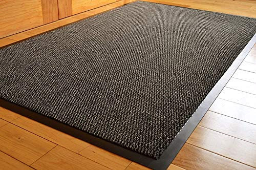 TrendMakers DOOR MATS BIG EXTRA LARGE (GREY & BLACK) DIRT TRAPPER BARRIER MAT PVC HEAVY DUTY NON SLIP KITCHEN ENTRANCE HALL RUNNER RUG MATS 90X150CM (3ft x 5ft) | POLYPROPYLENE PILE