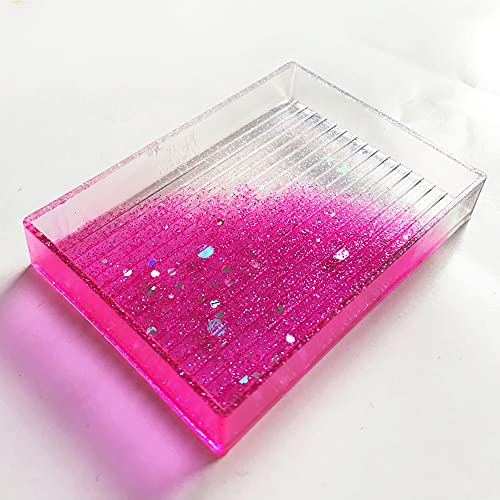 Bandeja de pintura de diamante Resina Glitter rebordear placa para taladros cuadrados, 5D Diamond Art Tool Accesorios (rosa)