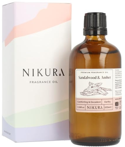 Sandalwood & Amber Fragrance Oil - 100ml | for Gifts, Diffusers, Candle Making, Soap Making | Great for use in Bath Bombs, Perfume Oil, Perfume Scents | Vegan & UK Made