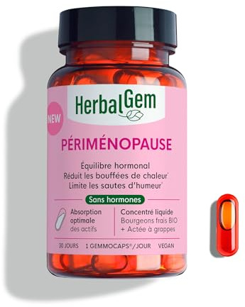 HERBALGEM - GEMMOCAPS Perimenopause - Complément Sans Hormones - Contrôle les Bouffées de Chaleur Et Réduit Les Sauts D'Humeur - 30 Capsules