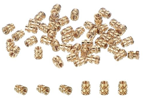 PATIKIL M1.2x2.5x2 mm Brass Threaded Insert, 100 Pcs Metric Knurled Nuts Heat Set Insert for Plastic 3D Printing Components