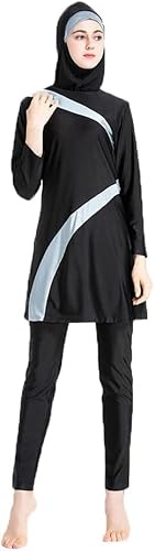 SUYUKU Costume da bagno musulmano da donna 3 pezzi musulmano costume da bagno hijab vestito donna costume da bagno islamico a maniche lunghe nuoto costume burkini costume da bagno protezione UV