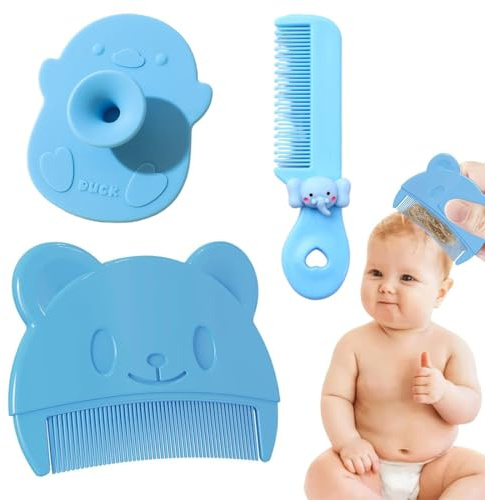 COYUN 3 Pcs Babybürste, Sanfter Milchschorf Kamm, Baby Haarbürste, Schorfkamm Baby, Effektives Milchschorf Baby Entfernen, Hilft Bei Der Sanften Reinigen Massage Der Kopfhaut Für Neugeborene Und Baby