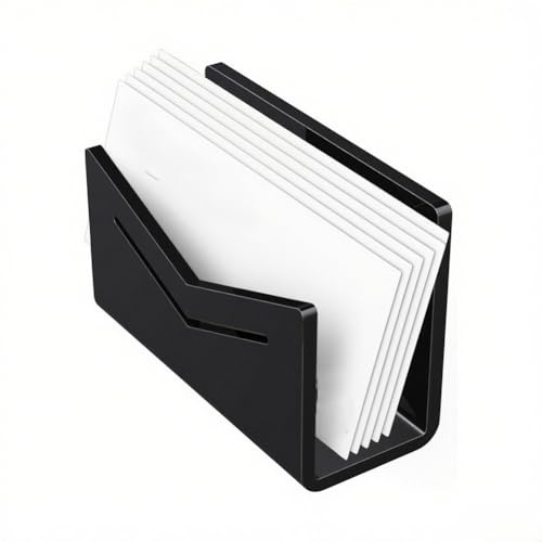 Homeponnew Organiseur de courrier en acrylique pour bureau – Support d'enveloppe de bureau noir avec découpe en V pour factures, lettres et carnets de chèques, pieds en caoutchouc antidérapants, pas