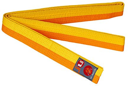 Ju-Sports Budogürtel - gelb/orange, Baumwolle I Kampfsport Gürtel Für Budo-Sportarten, Judo, Karate uvm. I Ca. 4 cm breiter Martial Arts Gürtel I 260 cm