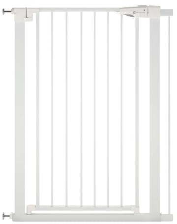 Venture Stair Gate - Q-Fix 110cm Extra Tall Baby Gate for Stairs & Doorways - 73-80cm Wide Indoor Dog Gate, Pressure Fit with Auto-Close & 90° Two-Way Open - White