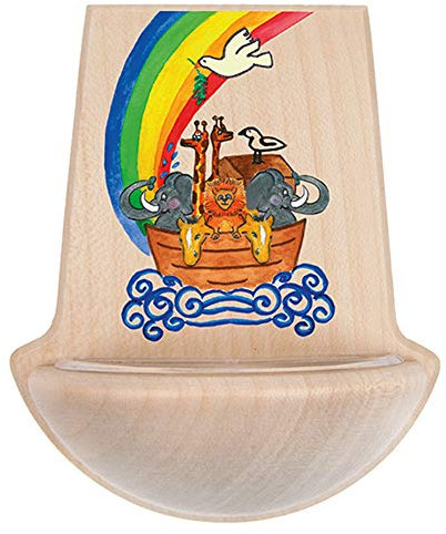 Fritz Cox Weihkessel aus Holz Arche Noah | inkl. Kunststoffeinsatz | kindgerechte Darstellung | Bunte Tierwelt | 11 x 9,5 cm