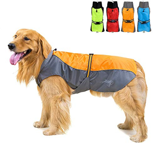 Zunea Waterproof Dog Raincoats for Medium Large Dogs Orange 9XL