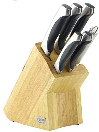 Ross Henery Professional 6 Piece Stainless Steel Kitchen Knife Set in Solid Oak Block, OAK20