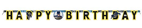 Unique Party 77519 - Striscione con Lettere di Compleanno - 1,75 m - Festa di Batman