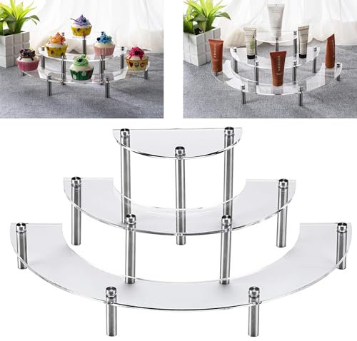 Guidre Tortenständer mit 3 Ebenen,Halbkreis Cupcake-Ständer aus Acryl 40 Zentimeter/15.8Zoll,Transparenter Tortenstützen Dessert-Gebäckturm Muffinständer für Hochzeit,Geburtstag,Mottoparty,Babyparty