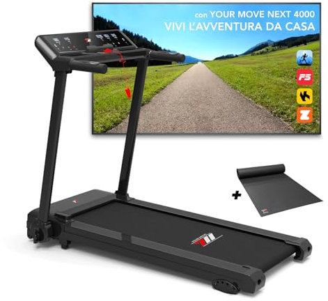 YM Tapis Roulant Salvaspazio 14 km/h, Brand Italiano, Inclinazione, Bluetooth e APP, Pieghevole, Ampia Superfice, 2 Sistemi Controllo (TASTI/GESTUALE), Gesture Control Brevettato, NEXT 4000 Your Move