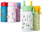 VINSUN Trinkflasche Kinder 350ml mit Dinos - Strohhalm Deckel, auslaufsicher, Edelstahl, BPA frei, Kohlensäure geeignet - weiß/grüne Wasserflasche für Jungen und Mädchen