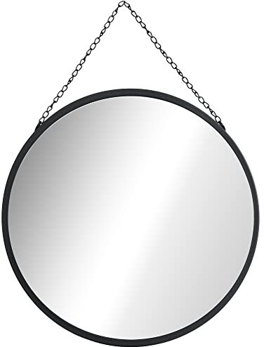 HOMCOM Wandspiegel Ø 50 cm, Rund Spiegel mit Metallrahmen, Dekorativer Badezimmerspiegel für Schlafzimmer, Badezimmer, Wohnzimmer, Flur, Schwarz
