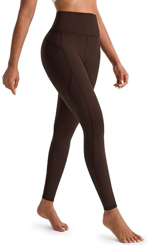 JOYSPELS Sport Leggings Damen High Waist Sporthose mit Tasche Yoga Leggins Blickdicht Sportleggins Yogahose Laufhose, Wildbraun, M