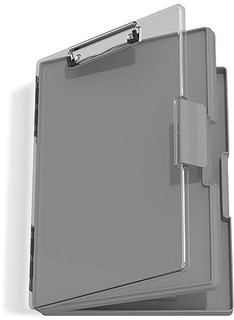 Hnogri Porte-bloc avec rangement, porte-bloc d'allaitement avec ouverture latérale, porte-bloc robuste avec boîte de rangement à double compartiment, écriture lisse pour le travail, Gris