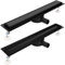 Kasloglow Canalina per doccia 90 cm, set completo nero, in acciaio inox, grondaia per doccia con filtro per capelli, antiodore e sifone girevole a 360°, lunghezza 30-120 cm, per docce a pavimento